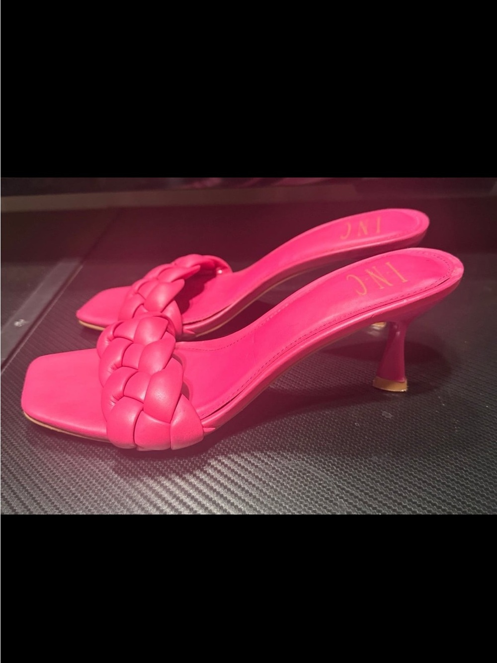 INC International Concepts Pink Braided Slide Kitten Heels